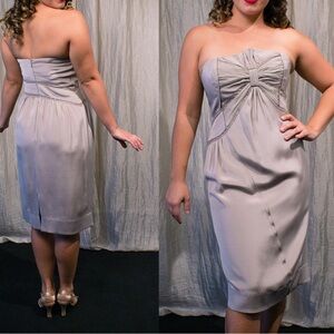 Bcbg Maxazria runway strapless lace insert bow silk dress